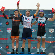 three rider's celebrating victory